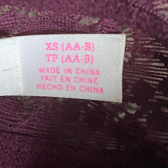 PINK Victoria Secret High Neck Eyelash Lace Maroon Bra - Picture 7 of 9